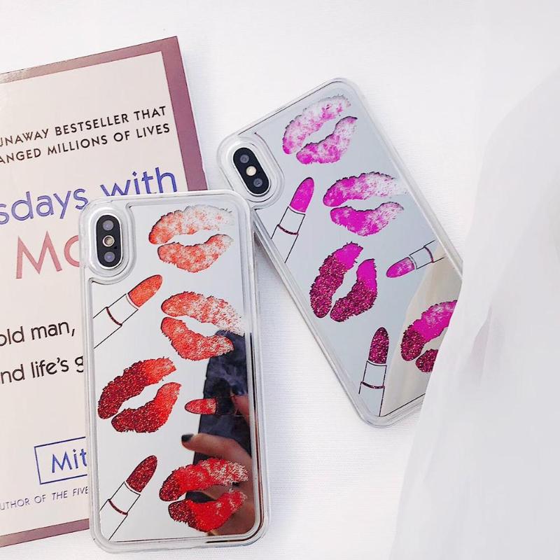 Sexy Lips Lipsticks Mirror Case For iPhone X Luxury Phone Case Protective Cover for iPhone X - ebowsos