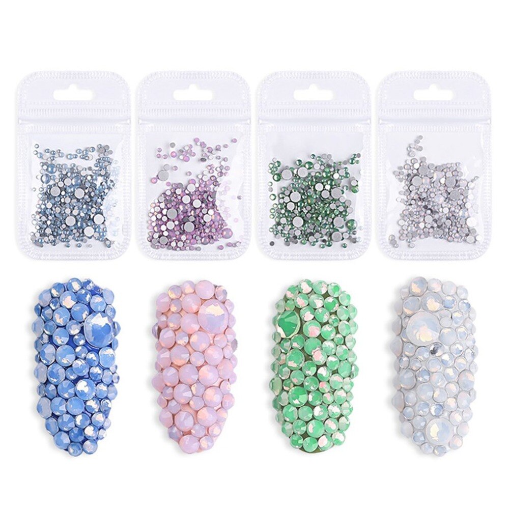 Shining Bling Round Beads Nail Art Tips Round Nail Art Glitter Paillette Nail Tip Manicure Decorations for Professional Use - ebowsos