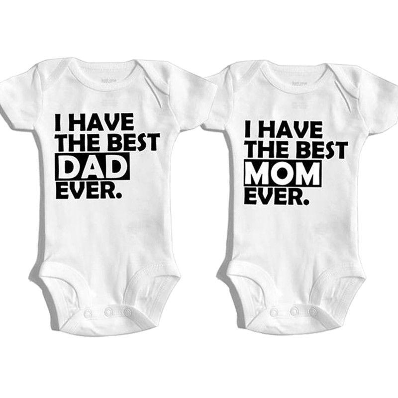 Short Sleeve Cotton Baby Boy Girls Family O-neck Bodysuit Jumpsuit Outfits Clothes - ebowsos