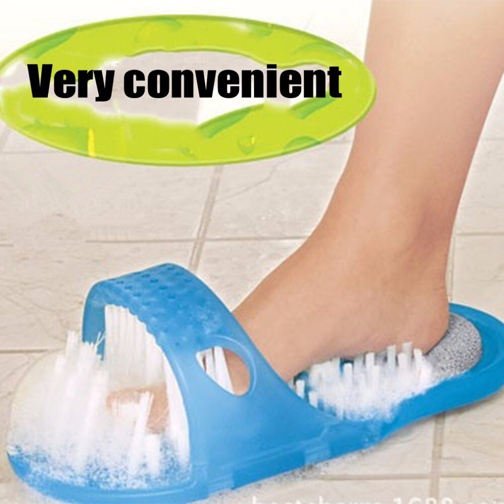 Shower Foot Feet Cleaner Scrubber Washer Foot Health Care Tool Household Bathroom Stone Massager Slipper Blue - ebowsos