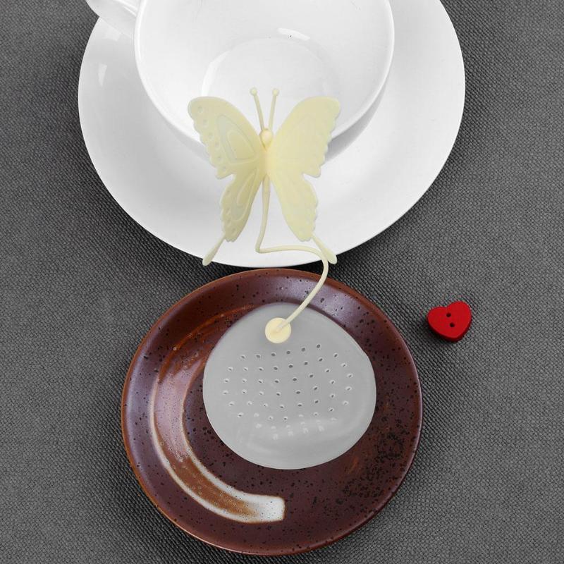 Silicone Butterfly Design Tea Bag Strainer Loose Tea Leaf Maker Bag Strainer Coffee Spice Infuser Colorful Filter Kitchen Tools - ebowsos