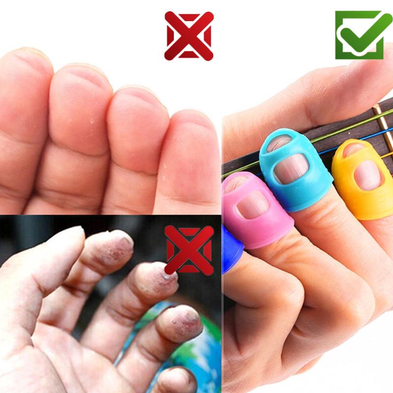 Silicone Fingertip Protector Fingerstall Silicone Guitar String Finger Guard Against Finger Ballad Guitar Accessories-ebowsos