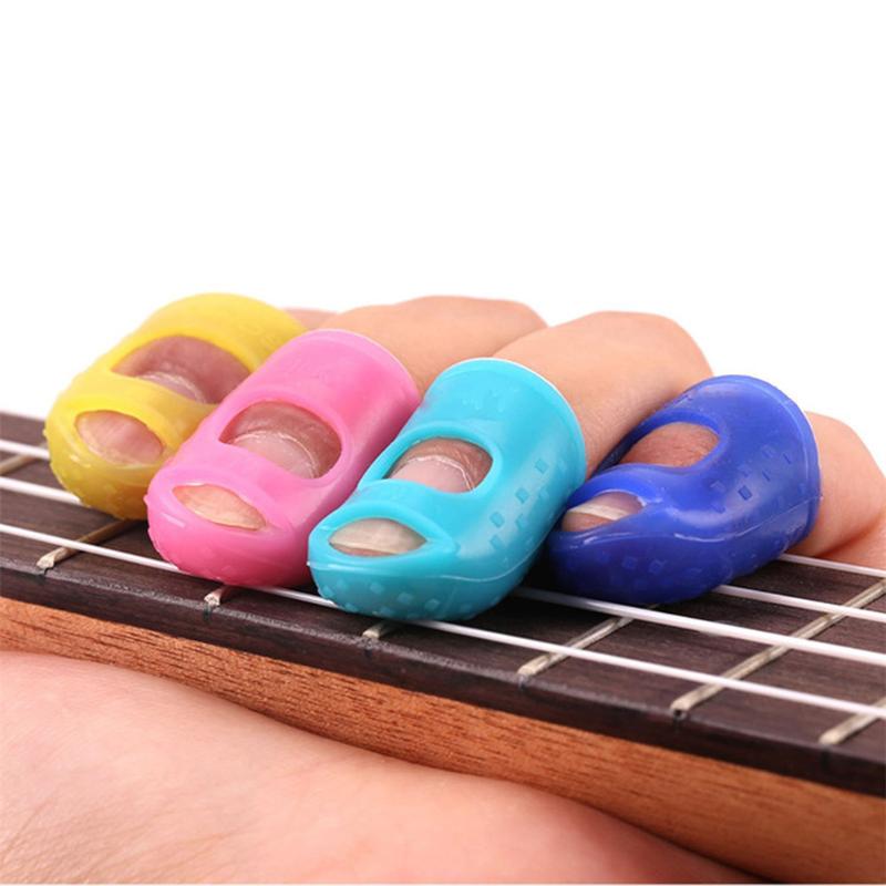 Silicone Fingertip Protector Fingerstall Silicone Guitar String Finger Guard Against Finger Ballad Guitar Accessories-ebowsos