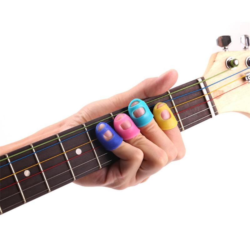 Silicone Fingertip Protector Fingerstall Silicone Guitar String Finger Guard Against Finger Ballad Guitar Accessories-ebowsos