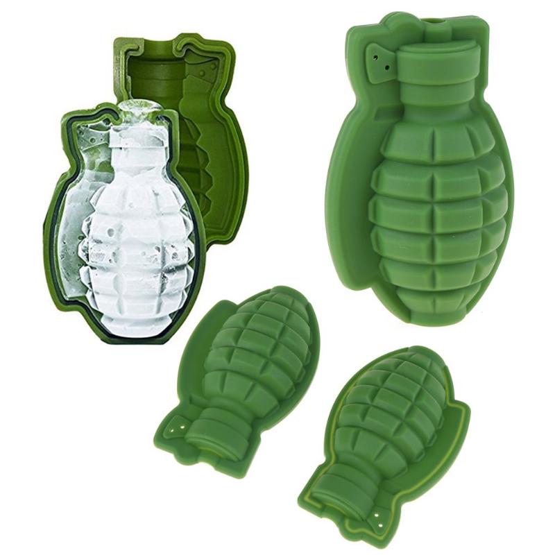 Silicone Ice Cube Maker Ice Cream Mold 3D Grenade Ice Cube Tray Cake Mold Baking Mold Whiskey Wine Bar Kitchen Tool Party Gift - ebowsos