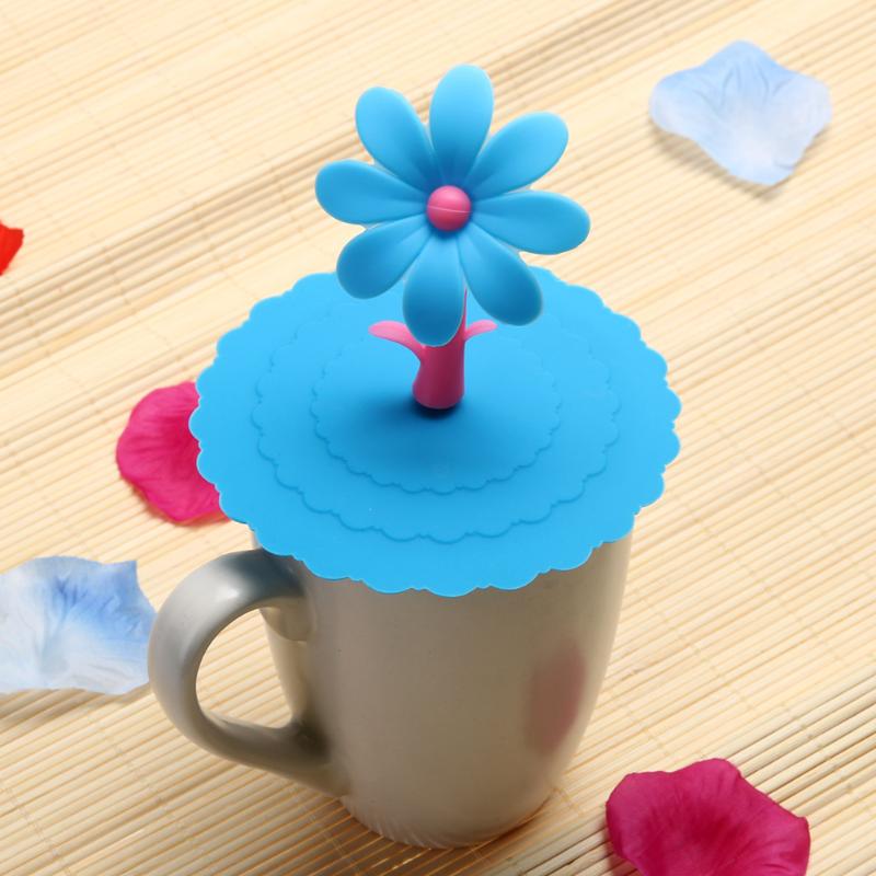 Silicone Leakproof Cup Lids Heat Resistant Reusable Sealed Cover Kitchen Accessories Tea Cup Suction Seal Cap Sunflower - ebowsos