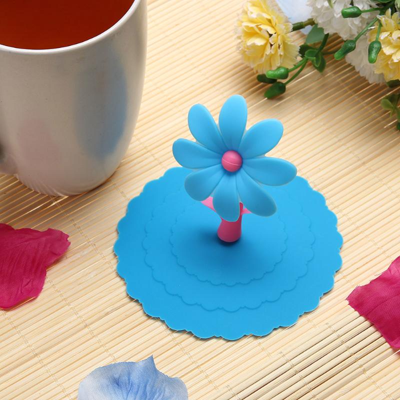 Silicone Leakproof Cup Lids Heat Resistant Reusable Sealed Cover Kitchen Accessories Tea Cup Suction Seal Cap Sunflower - ebowsos