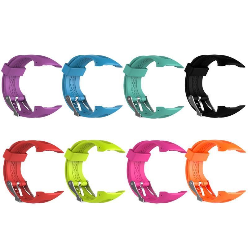 Silicone Rubber Watchband Strap Band Smart Watch Bands with Steel Buckle Replacement for Garmin Forerunner 10/15 Male Edition - ebowsos