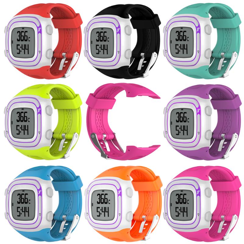 Silicone Rubber Watchband Strap Band Smart Watch Bands with Steel Buckle Replacement for Garmin Forerunner 10/15 Male Edition - ebowsos