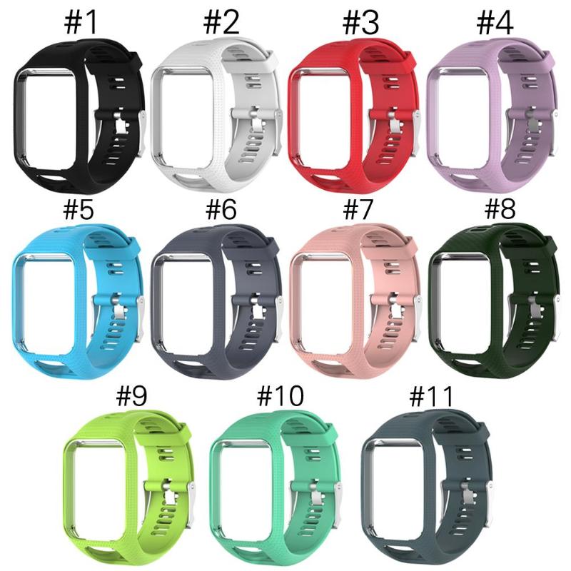 Silicone Watchband Frame Replacement Smart Watch Strap for TomTom Adventurer/Runner 2/Golfer 2/Spark/Spark 3 - ebowsos