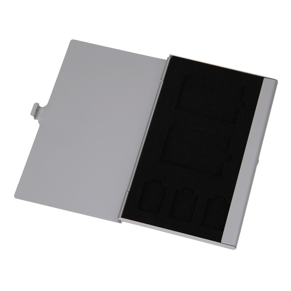 Silver Monolayer Aluminum 2 SD+ 3TF Micro SD Cards Holder Pin Storage Box Case Holder Memory Card Case Protector High Quality - ebowsos