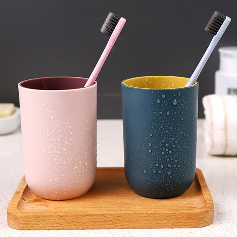 Simple Style Pure Color Toothbrush Tumbler Circular Large-capacity Water Drinking Small Potted Plant Cup Bathroom Supply - ebowsos
