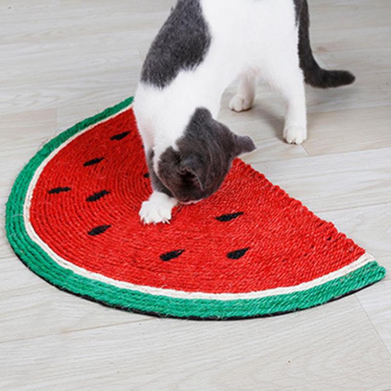 Sisal Cat Scratch Board Cute Watermelon Cats Wear-Resistant Bite-Resistant Easy To Clean Scratching Carpet Kitten Scratcher - ebowsos