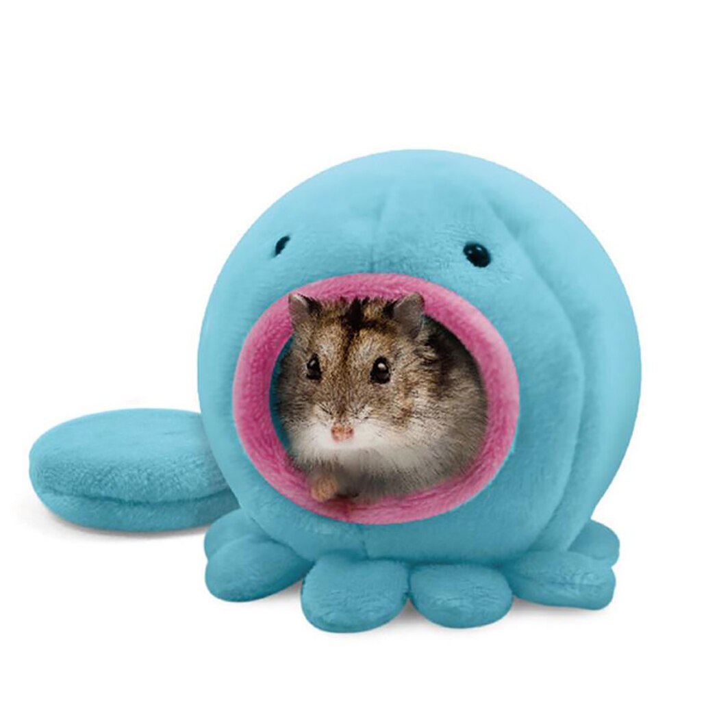 Small Pet Sleeping House Lovely Octopus Design Hamster Home Bed Soft Nest Bed Mini Animals Hedgehog Rats Warm House Bed-ebowsos