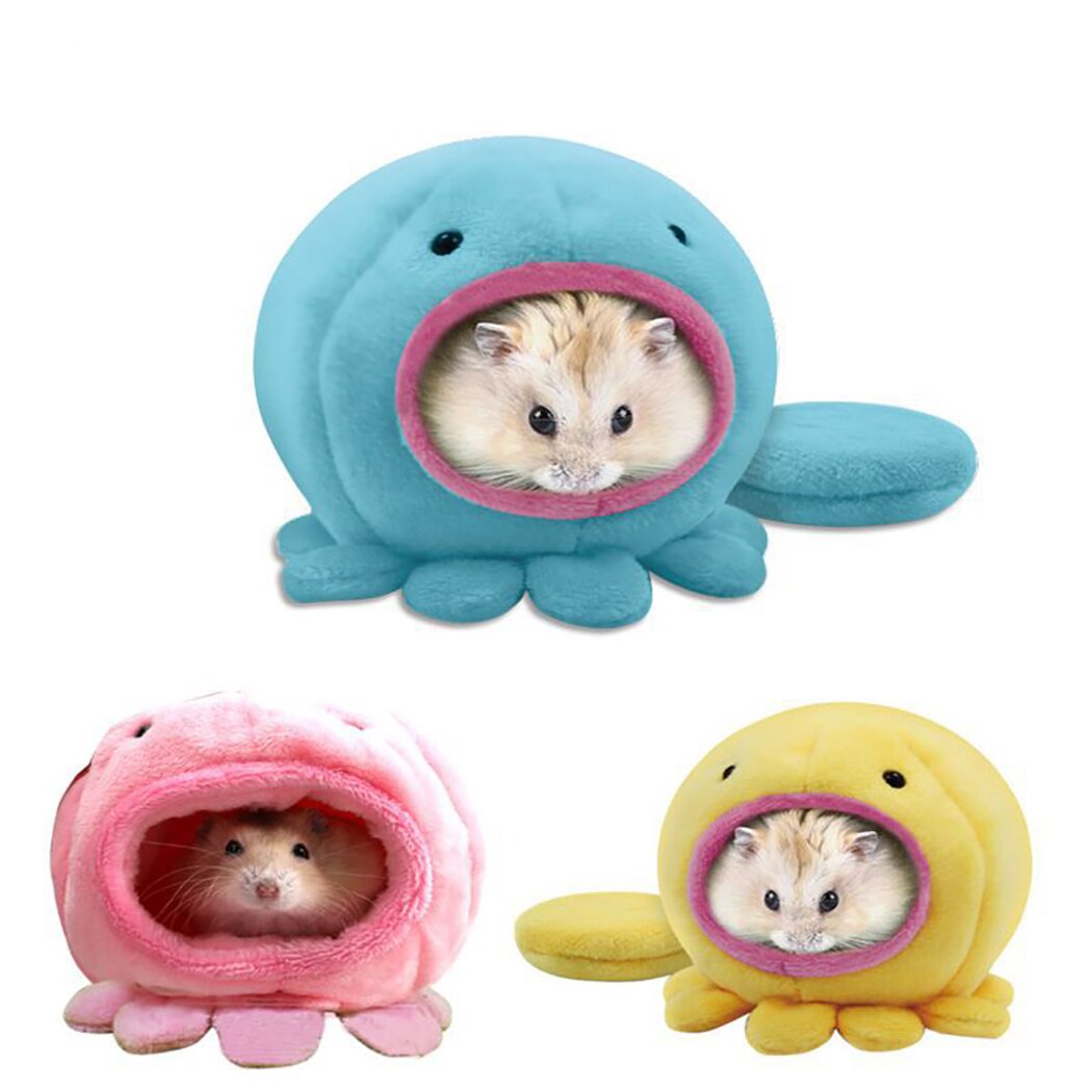 Small Pet Sleeping House Lovely Octopus Design Hamster Home Bed Soft Nest Bed Mini Animals Hedgehog Rats Warm House Bed-ebowsos