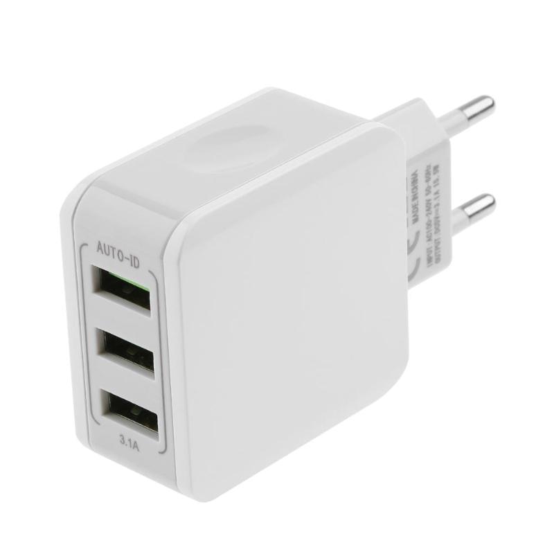 Smart 3 Ports USB Charger 5V 3.1A Fast Charging Travel AC Wall Power Adapter EU Plug for Apple iPhone iPad Samsung High Quality - ebowsos