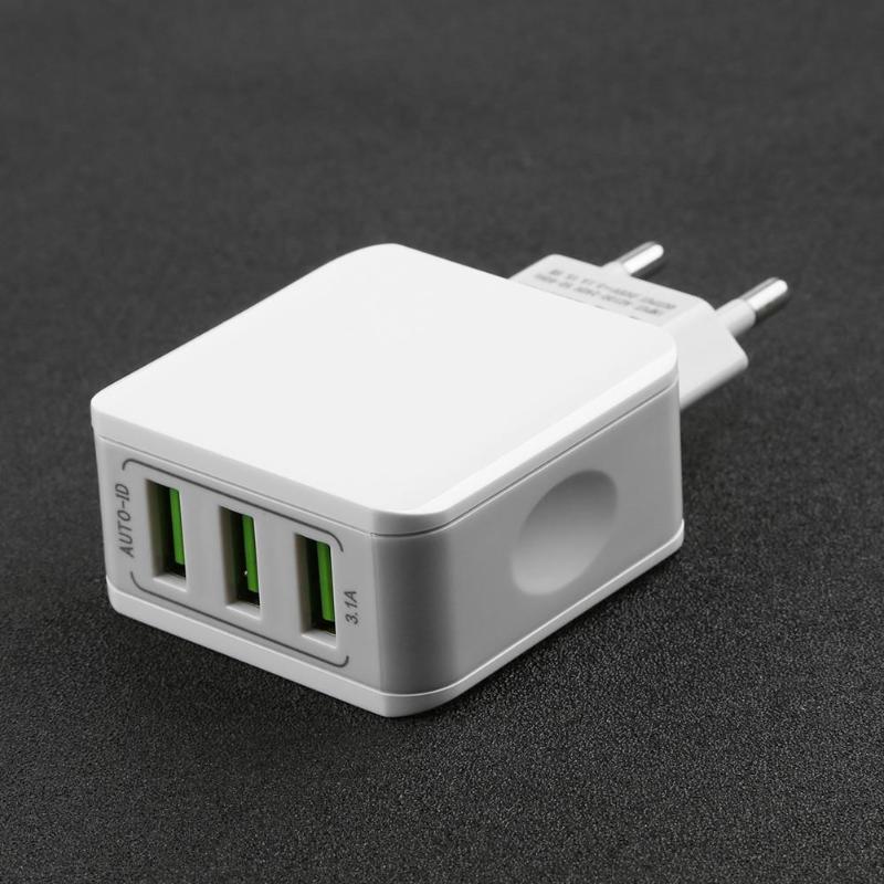 Smart 3 Ports USB Charger 5V 3.1A Fast Charging Travel AC Wall Power Adapter EU Plug for Apple iPhone iPad Samsung High Quality - ebowsos