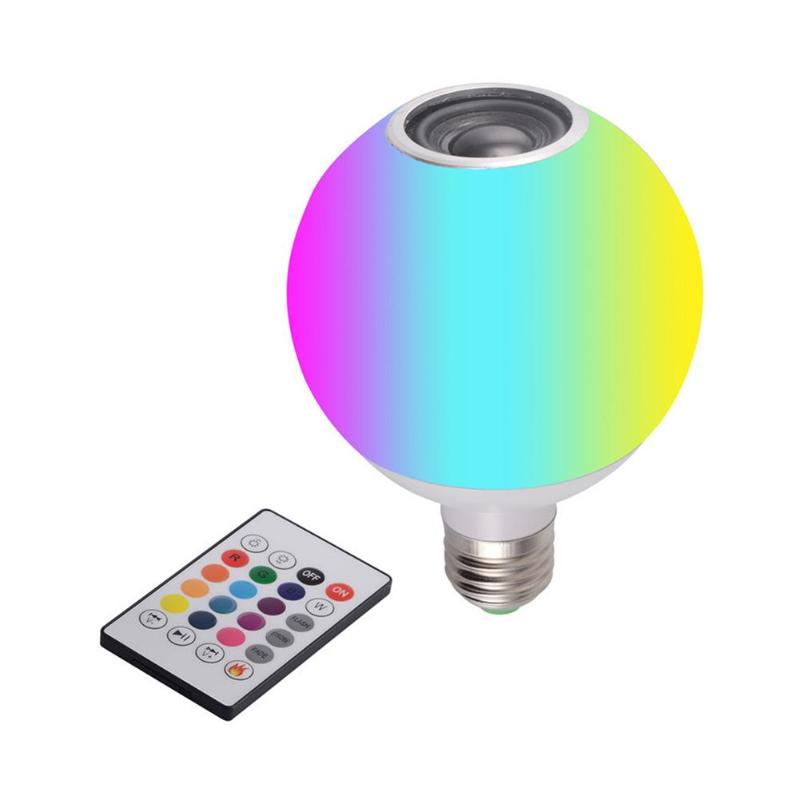 Smart E27 RGB Bluetooth Speaker LED Bulb Light Dimmable with Remote Control 85-265V RGB LED Light Bulb Music Control - ebowsos