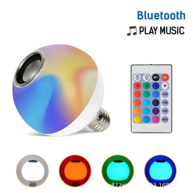 Smart E27 RGB Bluetooth Speaker LED Bulb Light Dimmable with Remote Control 85-265V RGB LED Light Bulb Music Control - ebowsos