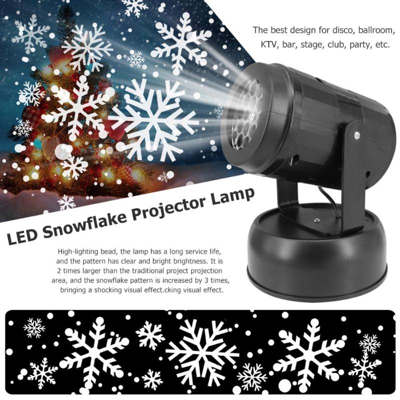 Snowflake Pattern LED Lights Projector Night Lamp for Holiday Party Disco Club High-Quality Fly-Eye Lens Rotates 180 Degrees - ebowsos