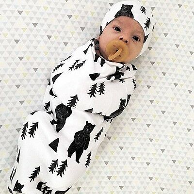 Soft Muslin Newborn Baby Blanket Bedding Blanket Wrap Swaddle Blanket Bath Towel Children Sleeping Bag Headdress 2pcs - ebowsos