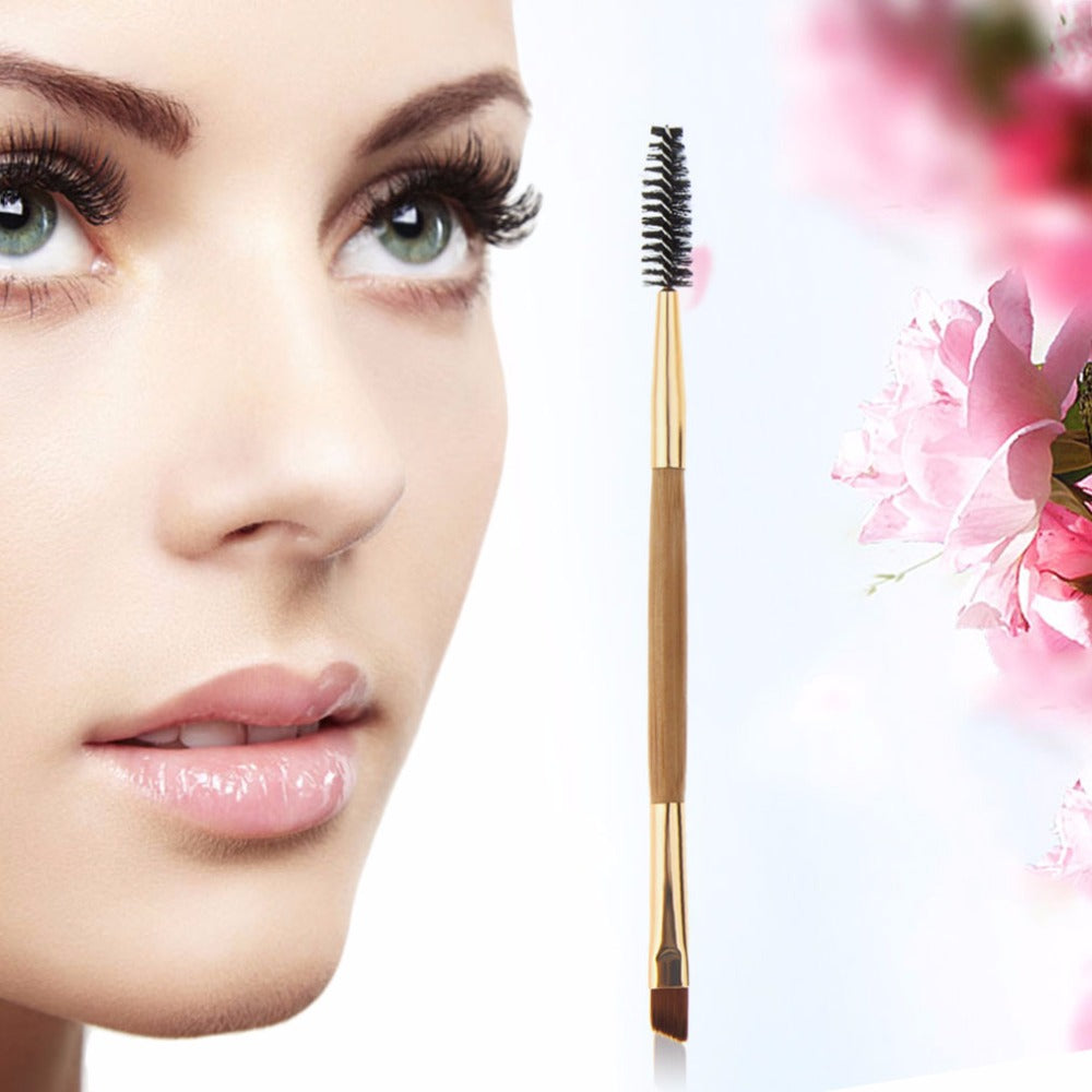 Soft Nylon Eyebrow Eyelashes Brush Makeup Brush Bamboo Handle Double Eyebrow Shape Adjusting Tool Beauty Improvement - ebowsos