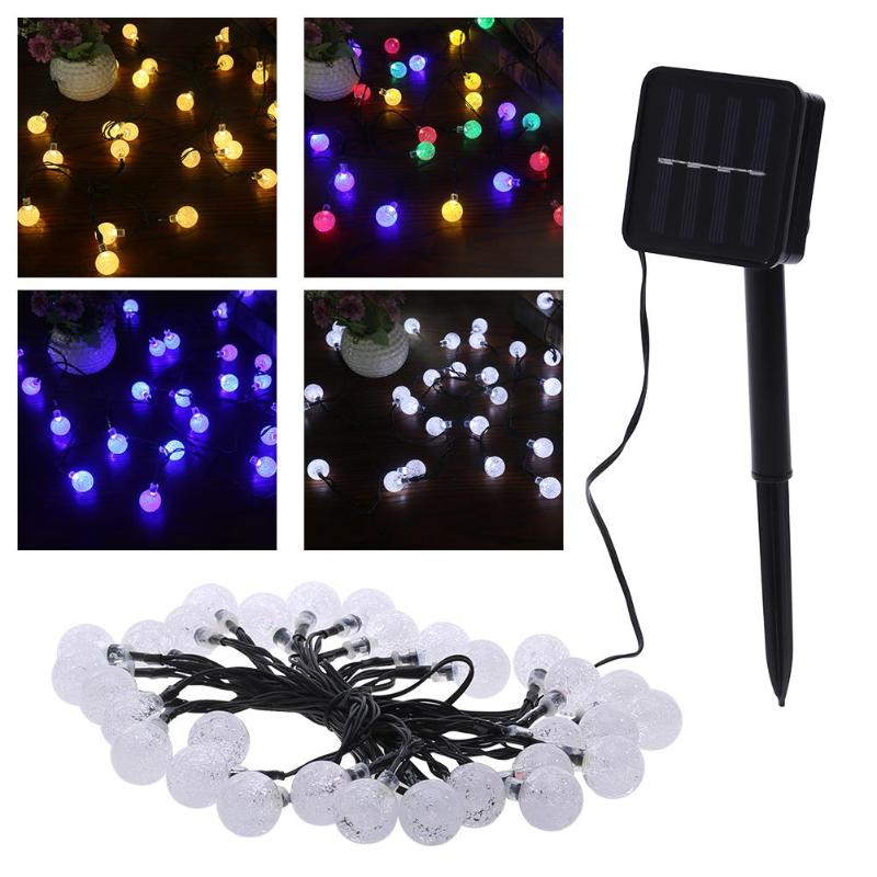 Solar light string 30LED bubble beads decorative lights outdoor waterproof - ebowsos