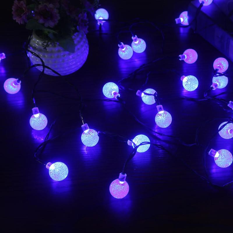 Solar light string 30LED bubble beads decorative lights outdoor waterproof - ebowsos