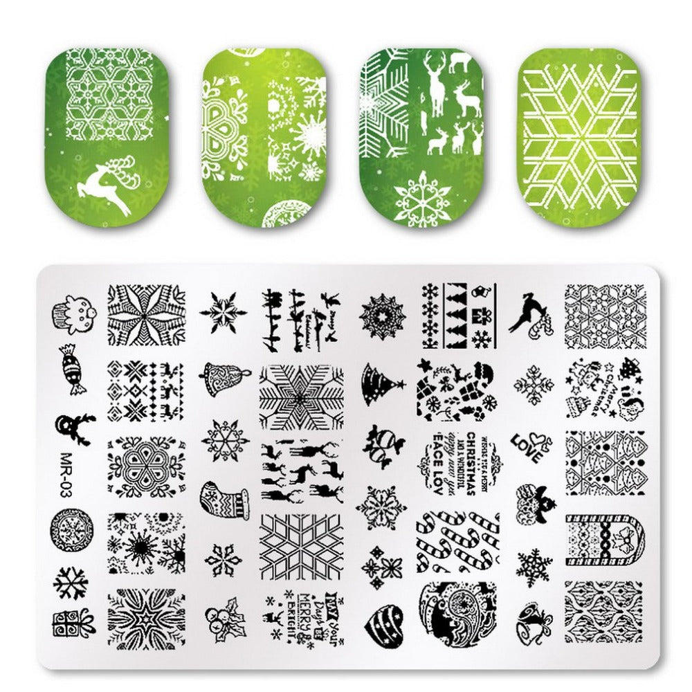 Square Nail Art Stamp Template Creative Christmas Floral Image Pattern Printing Plate for Manicure Stencil sticker nails beauty - ebowsos