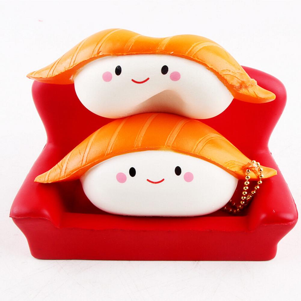 Squeeze Rice Ball Salmon Sushi Fidget Toys Slow Rising Pendant Anti Stress Vividly Japan Style Soft Squeeze Toy for Adult Kid-ebowsos