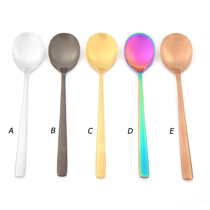 Stainless Steel Cake Fruit Colorful Spoons Dessert Tools Coffee Snack Dinnerware Camping Mountaineering Essential Supplies - ebowsos
