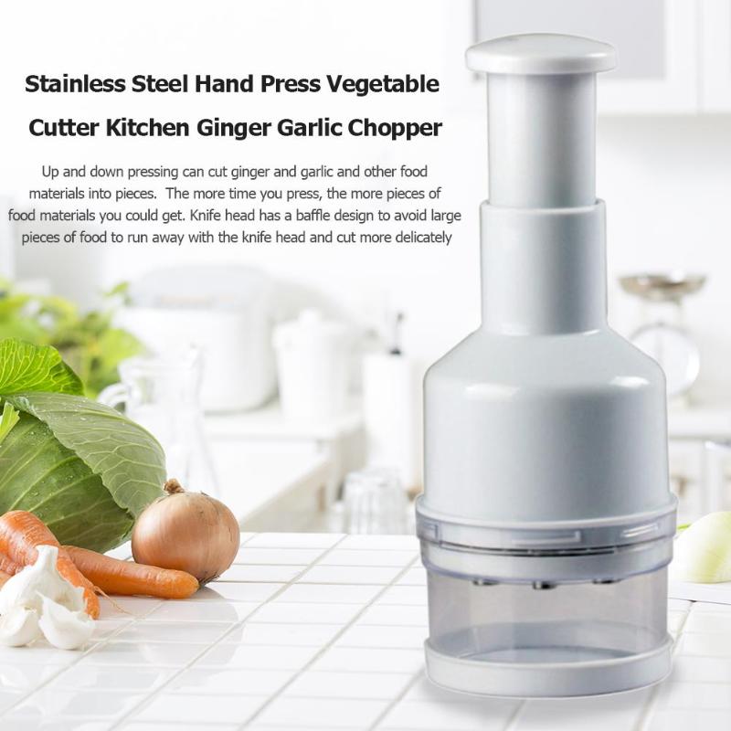 Stainless Steel Chopper Hand Pressure Vegetable Dish Garlic Chopper Graceful and Beautiful Kitchen Accessories 215x80x60mm - ebowsos