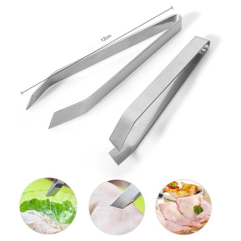 Stainless Steel Fish Bone Remover Tweezers High-grade Easy to Clean Simple Atmosphere Tongs Pick-Up Seafood Kitchen Tool - ebowsos