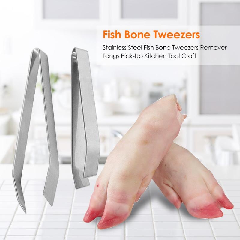 Stainless Steel Fish Bone Remover Tweezers High-grade Easy to Clean Simple Atmosphere Tongs Pick-Up Seafood Kitchen Tool - ebowsos