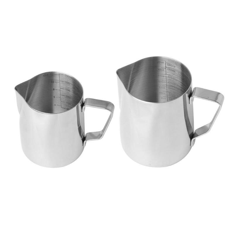 Stainless Steel Frothing Pitcher Pull Flower Cup Milk Frother with Scale - ebowsos