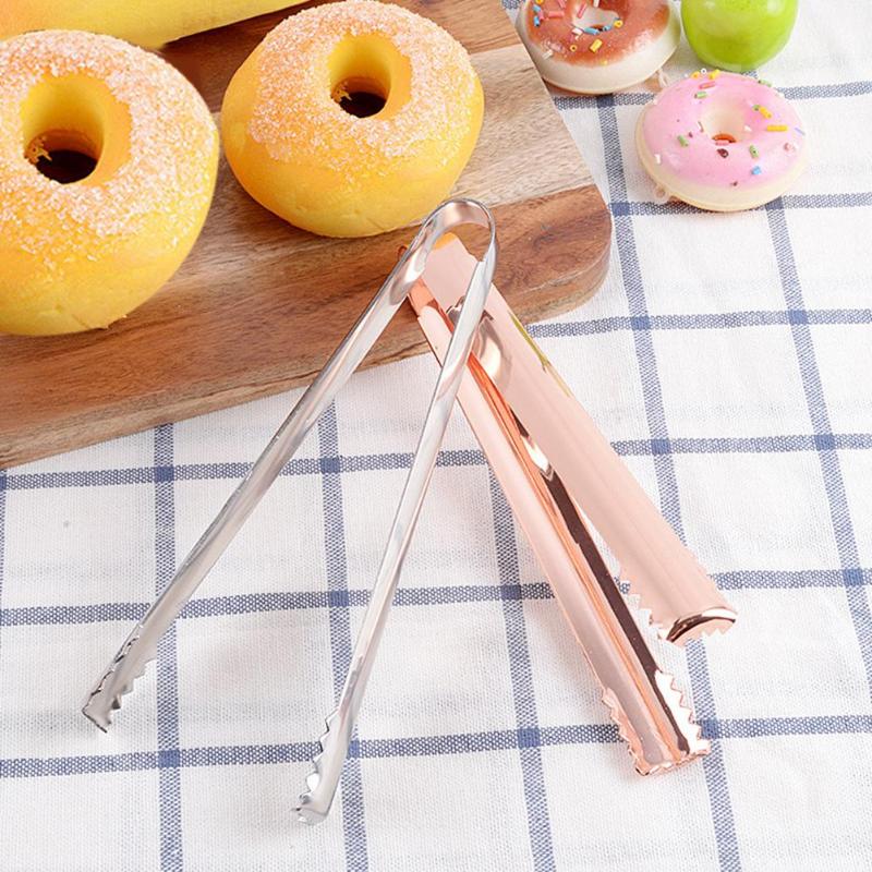 Stainless Steel Ice Cube Clip Food Bread Locking Tongs Buffet BBQ Clamp - ebowsos