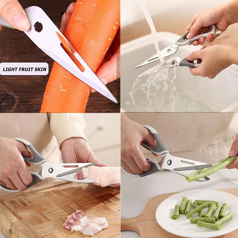 Stainless Steel Kitchen Scissors Multi-function Daily Durability for Poultry Fish Meat Vegetable Cooking Baking Camping Fishing - ebowsos
