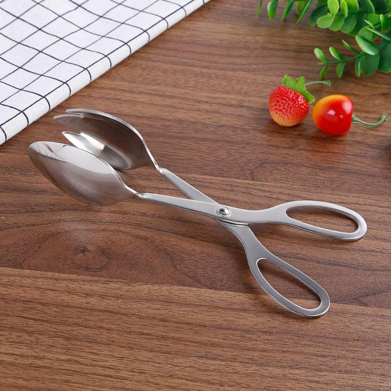 Stainless Steel Kitchen Tongs Barbecue Buffet Salad Pastry Food Tongs Scissors Type Cooking Kitchen Tools Bread Clip Clamp - ebowsos