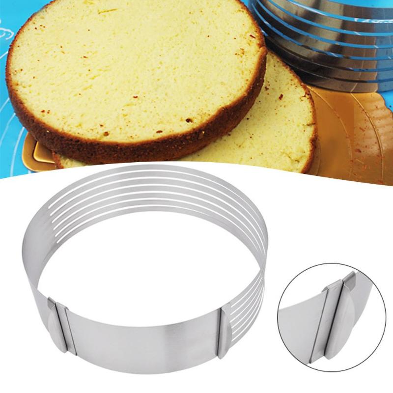 Stainless Steel Round Cake Layer Cutter Mold Adjustable Confectionery Tool Cake Slicer Circle Cake Mold Cake Decorating Tools - ebowsos