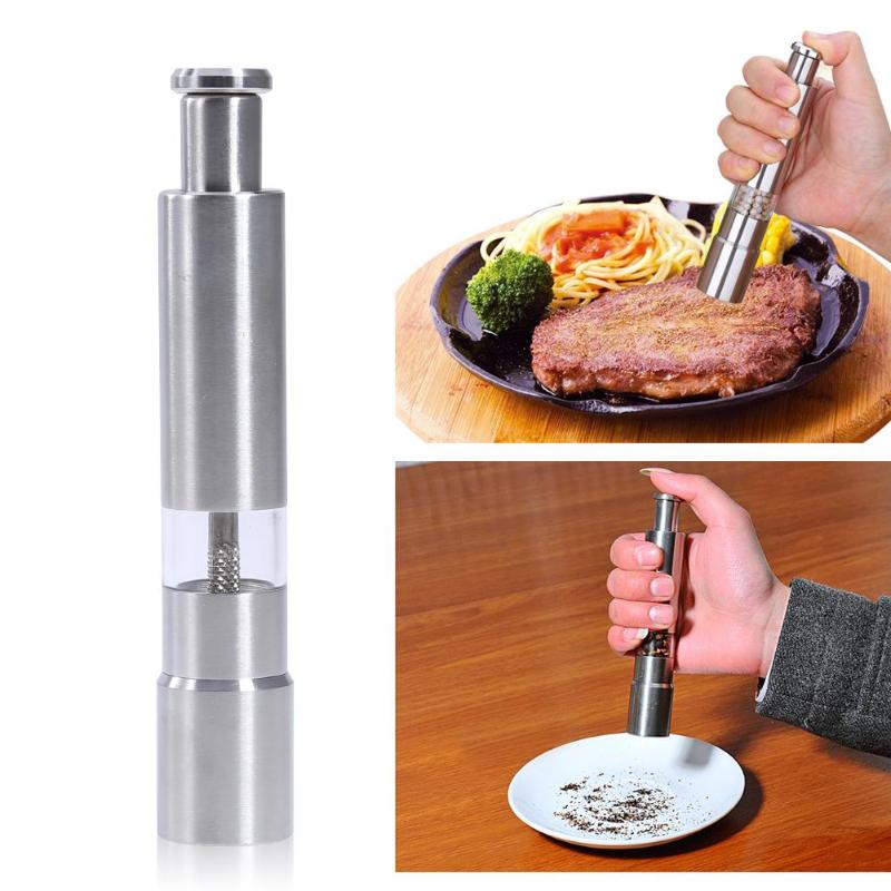 Stainless steel Pepper Grinder Manual hand pepper mill Seasoning Kitchen Tools Kitchen Mills Grinding for Cooking Restaurants - ebowsos
