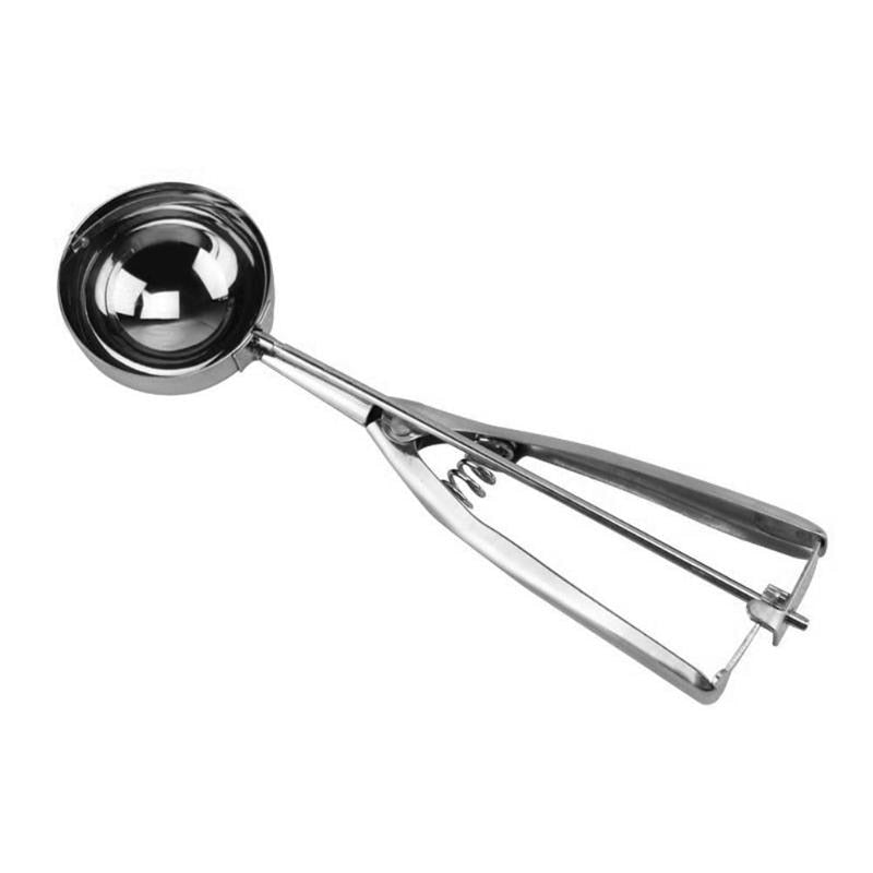 Stainless steel spoon kitchen ice cream mashed potatoes watermelon jelly yogurt cookies spring handle scoop kitchen accessories - ebowsos