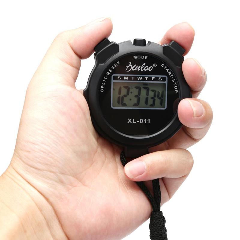 Stopwatch Portable Waterproof Handheld Sports Timer Digital LCD Sports Stopwatch Chronograph Counter Timers with Strap Battery-ebowsos