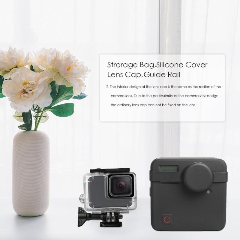 Strorage Bag Case+Silicone Cover+Lens Cap Case Cover+Aluminum Alloy Guide Rail for Gopro Fusion Camera High Quality Accessory - ebowsos
