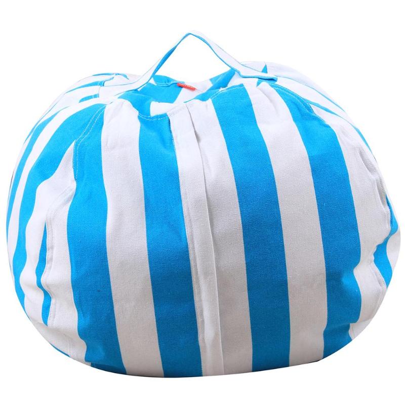 Stuffed Animal Storage Bean Bag Stripe Chair Clothes Plush Toy Organizers - ebowsos