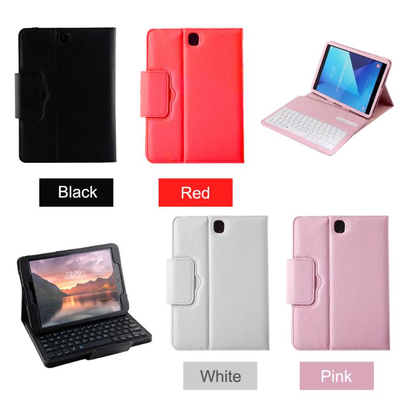 Stylish Detachable Tablet Keyboard Wireless Bluetooth Keyboard with Leather Case Holder Stand for Samsung Galaxy Tab S3 T820 - ebowsos