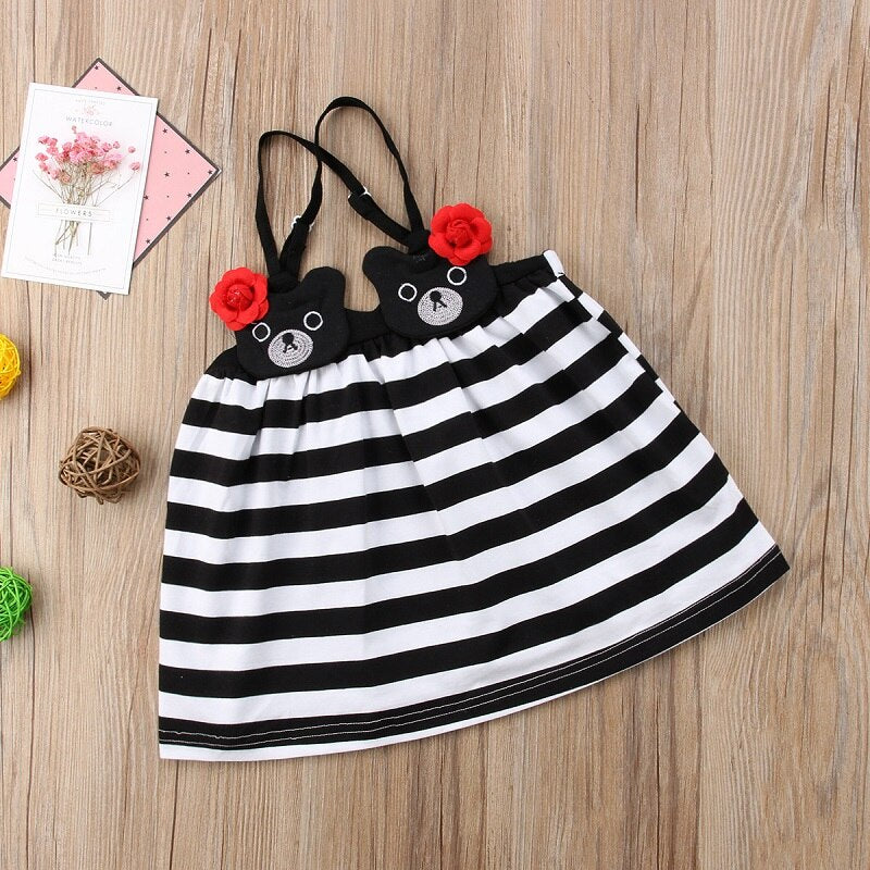 Summer Baby Girls Toddler princess Casual Sleeveless Dresses Clothes Rainbow Striped Dress 0-3T - ebowsos