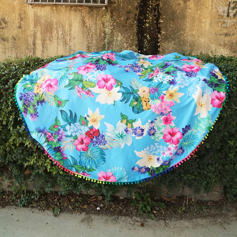 Summer Beach Towels Retro Floral Printed Blanket Yoga Mat Tippet - ebowsos