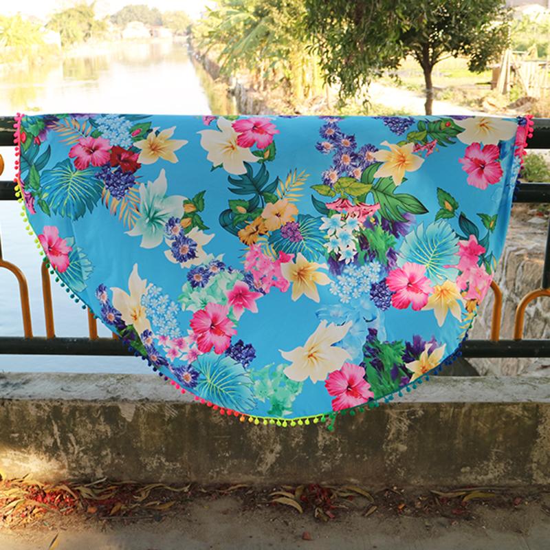 Summer Beach Towels Retro Floral Printed Blanket Yoga Mat Tippet - ebowsos