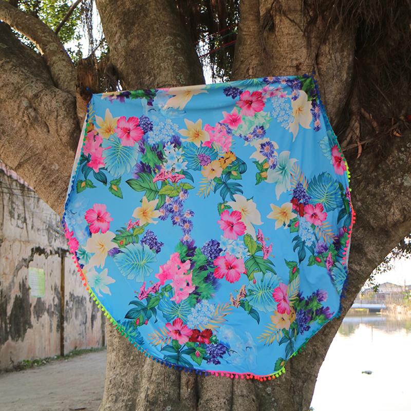 Summer Beach Towels Retro Floral Printed Blanket Yoga Mat Tippet - ebowsos