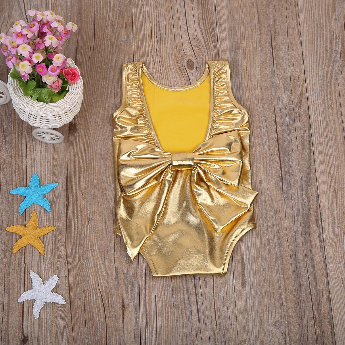 Summer Children Clothing Fashion Infant Baby Girl Back Sleeveless Big Bowknot Bodysuits Outfits Clothes 0-2T - ebowsos
